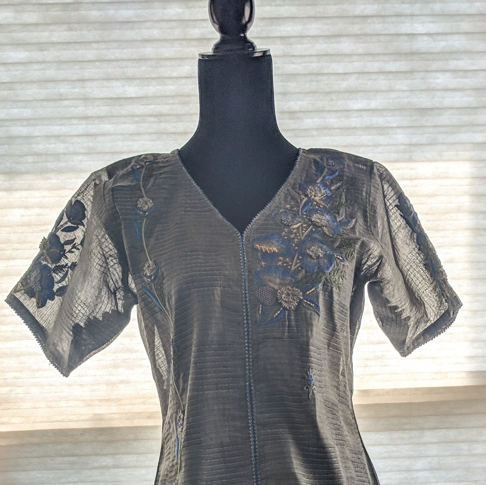 3pc Pakistani Cotton Lawn Suit NWOT Grey/Blue
